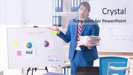  Presentation with sales - PPT layouts with male sales analyst in front background and a sky blue colored foreground