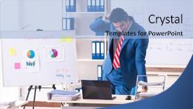  Presentation with sales ethics - Presentation theme with male sales analyst in front background and a light blue colored foreground