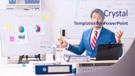  Presentation with sales - Slides featuring male sales analyst in front background and a  colored foreground