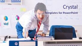  Presentation with after sales service - Colorful slide set enhanced with male sales analyst in front backdrop and a  colored foreground