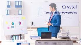  Presentation with homes sales growth - Cool new slide deck with male sales analyst in front backdrop and a  colored foreground