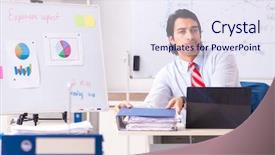  Presentation with tyre spares sales tires - Presentation design consisting of male sales analyst in front background and a  colored foreground