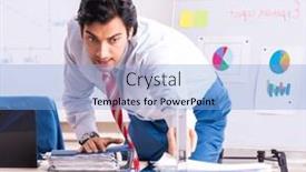  Presentation with whiteboard - Presentation theme enhanced with male-sales-analyst-in-front background and a  colored foreground