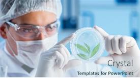  Presentation with animal testing scientist doing experiment - Presentation with male scientist researcher doing experiment in a laboratory background and a sky blue colored foreground