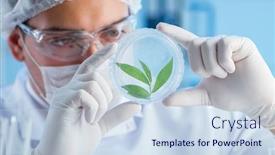  Presentation with animal testing scientist doing experiment - Slide deck with male-scientist-researcher-doing-experiment background and a sky blue colored foreground