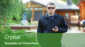  Presentation with security guard - Audience pleasing theme consisting of male security guard in park backdrop and a forest green colored foreground