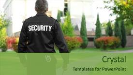  Presentation with security guard - PPT layouts with male security guard in park background and a seafoam green colored foreground