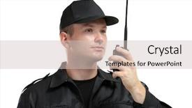  Presentation with security guard - Theme with male security guard isolated background and a soft green colored foreground