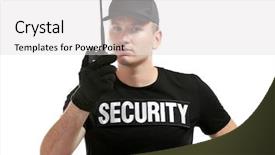  Presentation with security guard - Theme with male security guard isolated background and a light gray colored foreground