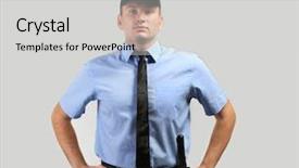  Presentation with security guard - Colorful PPT theme enhanced with male security guard on grey background backdrop and a light gray colored foreground
