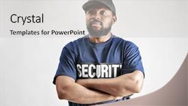  Presentation with security guard - Slide deck consisting of male security guard on light background and a light gray colored foreground