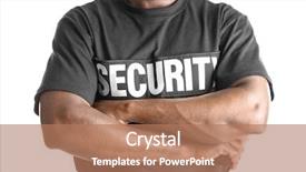  Presentation with security guard - Beautiful presentation design featuring male security guard on white backdrop and a coral colored foreground