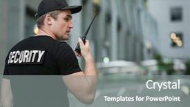  Presentation with security guard - Audience pleasing slides consisting of male security guard outdoor backdrop and a gray colored foreground