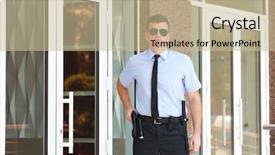  Presentation with security guard - Audience pleasing PPT layouts consisting of male security guard outdoors backdrop and a mint green colored foreground