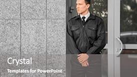  Presentation with security guard - Slide set enhanced with male security guard outdoors background and a gray colored foreground