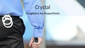  Presentation with security guard - PPT theme having male security guard protecting house background and a light blue colored foreground