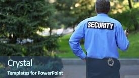  Presentation with security guard - Audience pleasing slides consisting of male security guard protects house backdrop and a ocean colored foreground