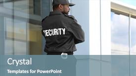  Presentation with security guard - PPT theme featuring male security guard standing near background and a seafoam green colored foreground