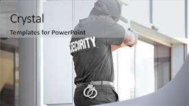  Presentation with security guard - Colorful PPT layouts enhanced with male security guard taking aim backdrop and a light gray colored foreground