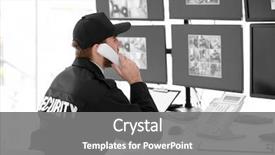  Presentation with security guard - Presentation theme with male security guard talking background and a gray colored foreground