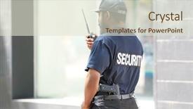  Presentation with security guard - Cool new presentation design with male security guard using portable backdrop and a sky blue colored foreground