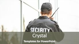  Presentation with security guard - Audience pleasing PPT layouts consisting of male security guard using portable backdrop and a gray colored foreground