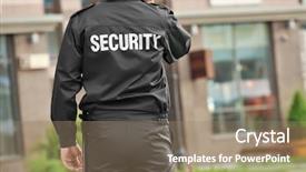  Presentation with portable radio - Colorful slide deck enhanced with male security guard with portable backdrop and a coral colored foreground