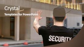  Presentation with portable radio - Slide set consisting of male security guard with portable background and a  colored foreground