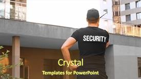  Presentation with portable radio - Colorful PPT layouts enhanced with male security guard with portable backdrop and a tawny brown colored foreground