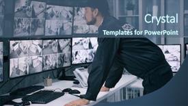  Presentation with security guard - Colorful PPT layouts enhanced with male security guard working backdrop and a ocean colored foreground