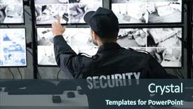  Presentation with security guard - Presentation theme featuring male security guard working background and a tawny brown colored foreground