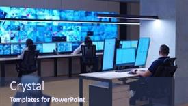  Presentation with data security - Slide deck having male-security-operator-working background and a ocean colored foreground