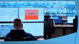  Presentation with opera - PPT theme having male-security-operator-working background and a light blue colored foreground