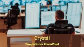  Presentation with data security - Presentation design featuring male-security-operator-working background and a  colored foreground