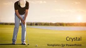  Presentation with golf player playing - PPT layouts enhanced with male senior golf player putting background and a yellow colored foreground