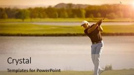 Presentation with golf - Beautiful slide deck featuring male senior golf player swinging backdrop and a soft green colored foreground