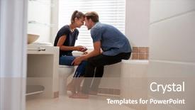  Presentation with pregnancy - Presentation theme enhanced with male sfertilization - couple celebrating positive home pregnancy background and a coral colored foreground