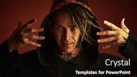  Presentation with shaman - Presentation design featuring male-shaman-in-ethnic-clothing background and a black colored foreground