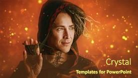  Presentation with shaman - Slide deck having male-shaman-in-ethnic-clothing background and a tawny brown colored foreground