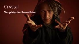  Presentation with shaman - Theme featuring male-shaman-in-ethnic-clothing background and a wine colored foreground