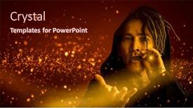  Presentation with shaman - Theme enhanced with male-shaman-in-ethnic-clothing background and a wine colored foreground