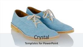  Presentation with fashion shoes - Colorful presentation theme enhanced with male-shoes-in-fashion-concept backdrop and a light blue colored foreground