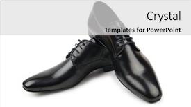 Presentation with fashion shoes - Beautiful PPT theme featuring male shoes in fashion concept backdrop and a light gray colored foreground