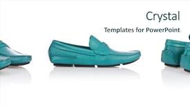  Presentation with shoes - Cool new theme with male shoes isolated on the white background backdrop and a cool aqua colored foreground