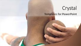  Presentation with shot - Amazing presentation having male shot putter holding shot backdrop and a light gray colored foreground