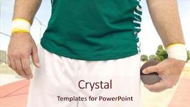  Presentation with shot arrows - Beautiful slide set featuring male shot putter holding shot backdrop and a lemonade colored foreground