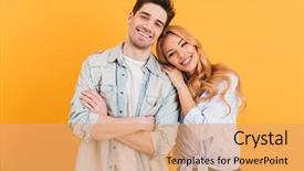  Presentation with basic life support - Presentation design enhanced with male shoulder isolated over yellow background and a coral colored foreground