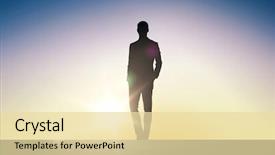  Presentation with business people silhouette - Slide deck featuring male silhouettes - business success achievement and people background and a  colored foreground