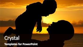  Presentation with father - Slide set featuring male silhouettes - father and his son playing background and a black colored foreground