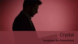  Presentation with reading - Cool new slide deck with male silhouettes - handsome man reading a book backdrop and a tawny brown colored foreground